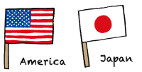 米国・日本国旗