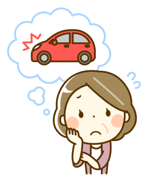 八王子の霊園までの車の運転に不安がある高齢女性(イラスト)